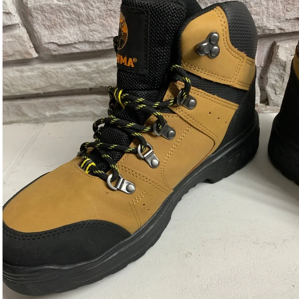 Brahma Mens Steel Toe Work Boots Wheat Black MNBR43EZ001 Size 9.5 ASTM F 2413-18